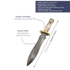 geyik boynuzu sapli damascus hancer4