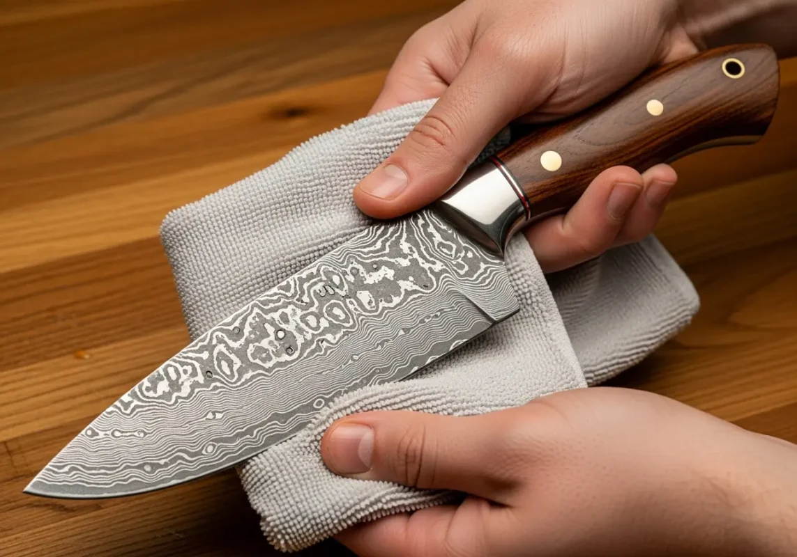 Damascus bıçak bakımı, bıçak yağlama, karbon çeliği, pas giderme, en iyi bıçak çeliği, n690 çelik, bıçak bileme, Şam çeliği